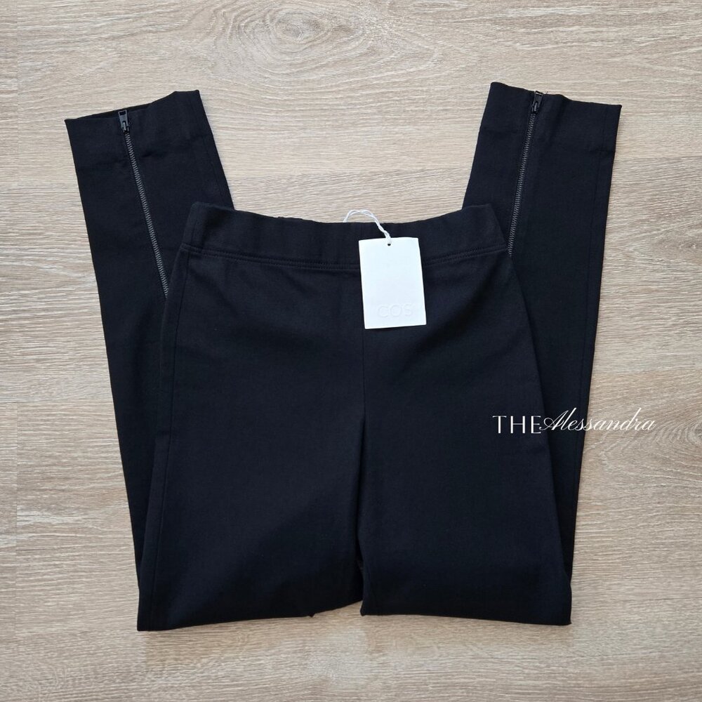 COS Women's Slim-Fit Zip Hem Trousers Black Pants Size 2 MSRP $99 New With Tags